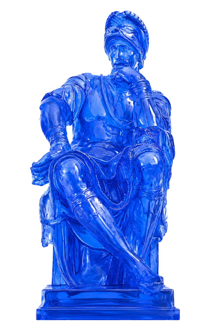 Blue Glass Patron Statues
